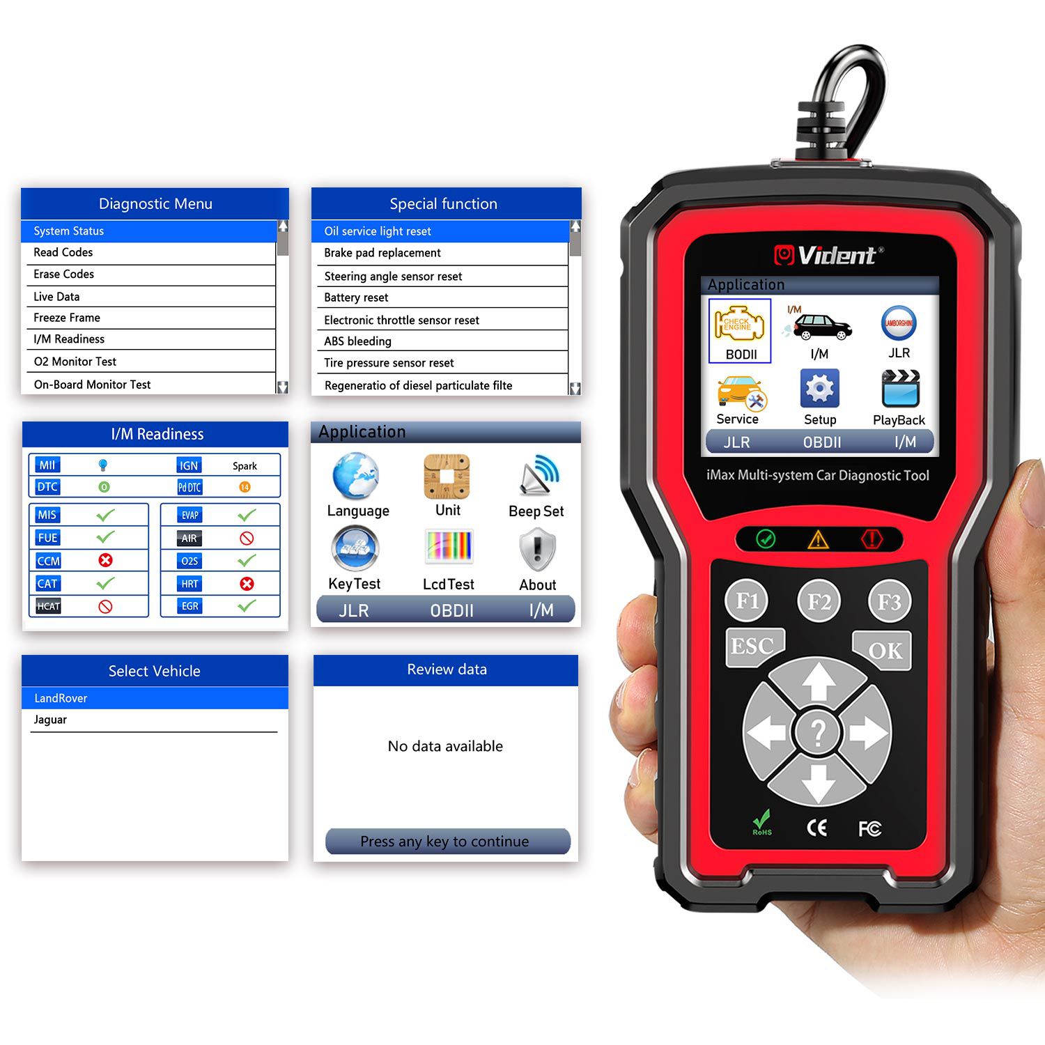 VIDENT iMax4303 JLR Full System Car Diagnostic Tool for Jaguar and Land Rover Support Reset/OBDII Diagnostic/Service