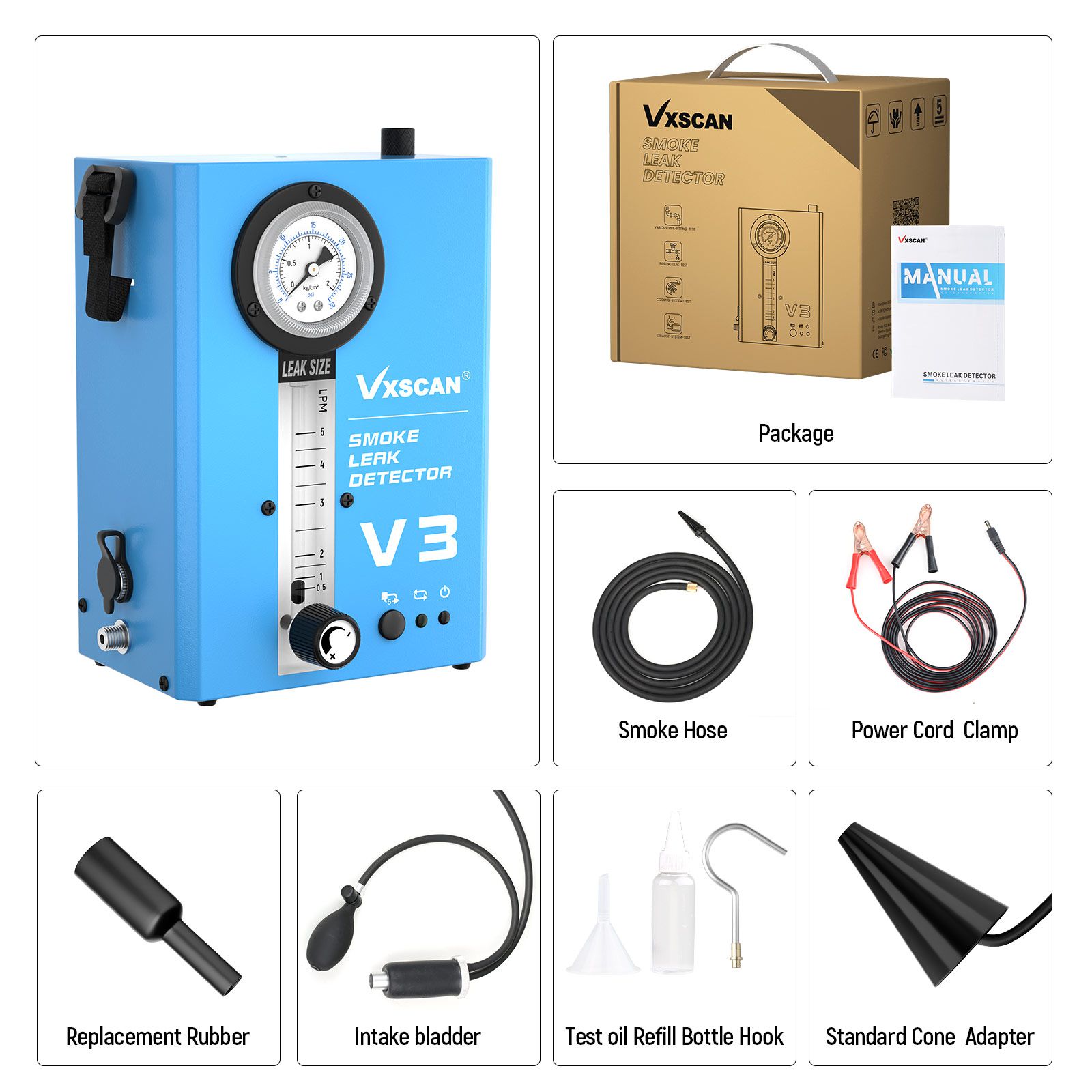 VXSCAN V3 Automotive Smoke Leak Detector Vacuum Smoke Machine Leak Detector Diagnostic Tester