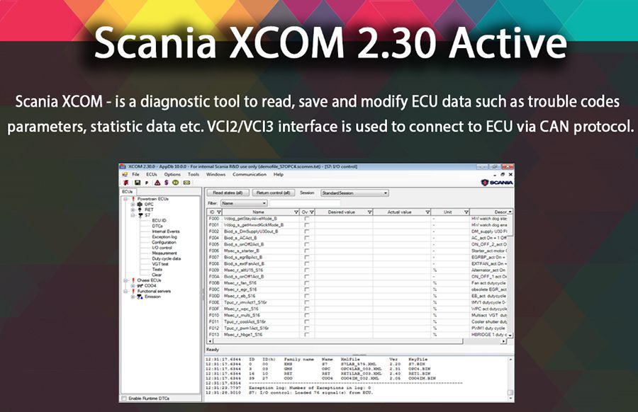 Scania XCOM V2.30 (XCOM-SOPS-Scania SDP3-BNS II) Support Win XP/Vista/7/8