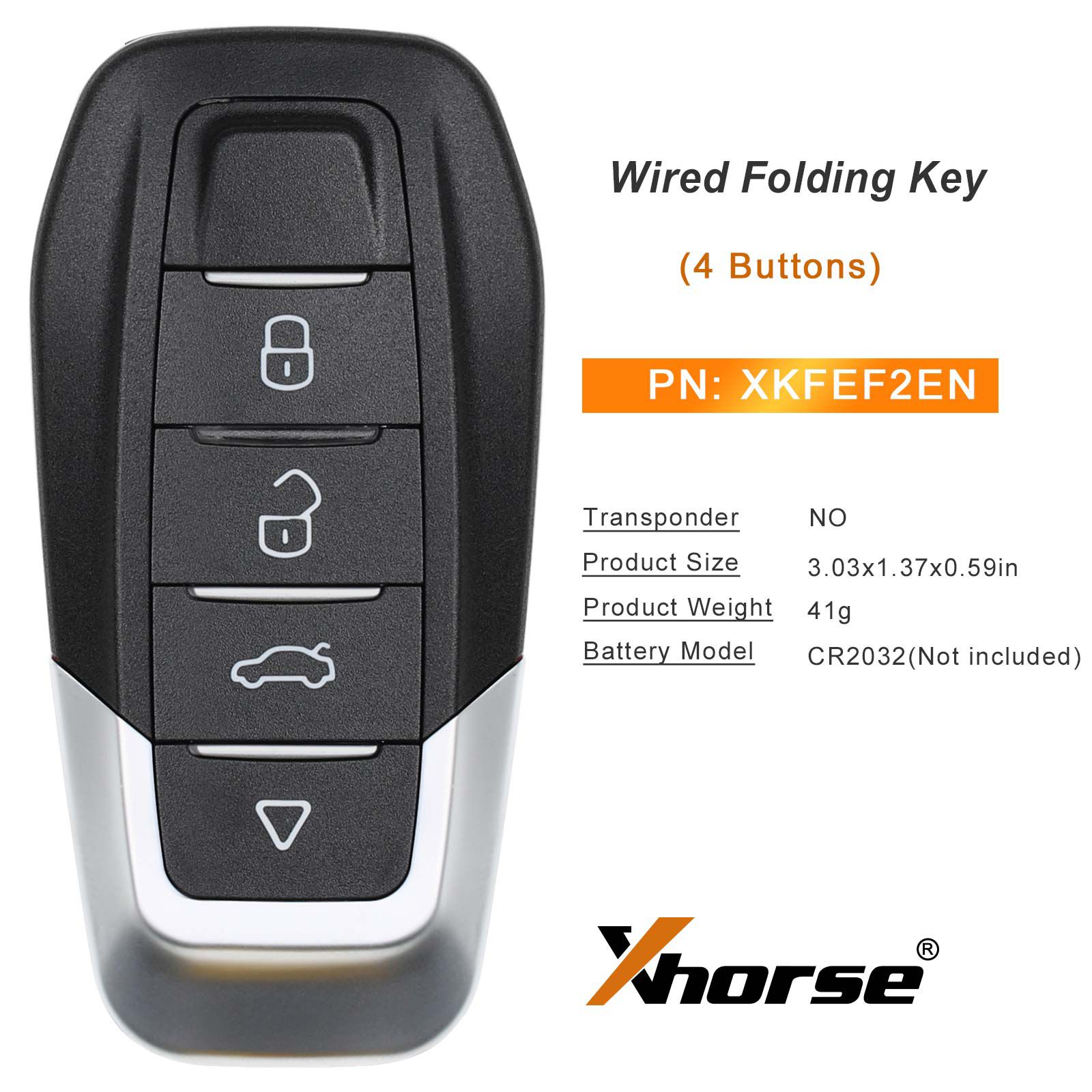 XHORSE XKFEF2EN FA.LL Type Wired Folding Key 4 Buttons Bright Red Universal Remote Key 5pcs/lot