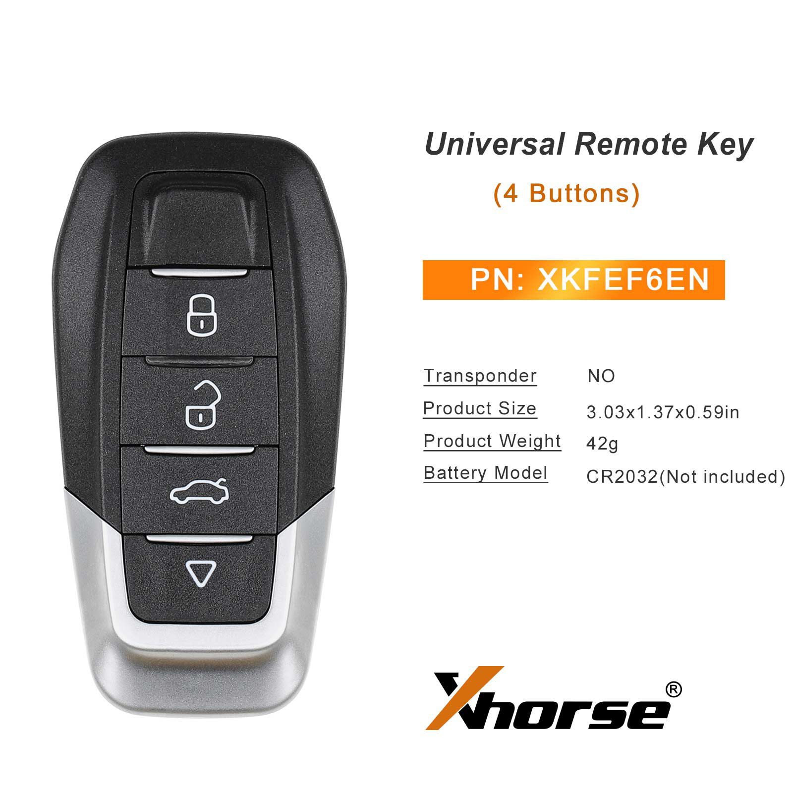 Xhorse XKFEF6EN FA.LL Type Wired Folding Key 4 Buttons Bright Black Universal Remote Key 5pcs/lot