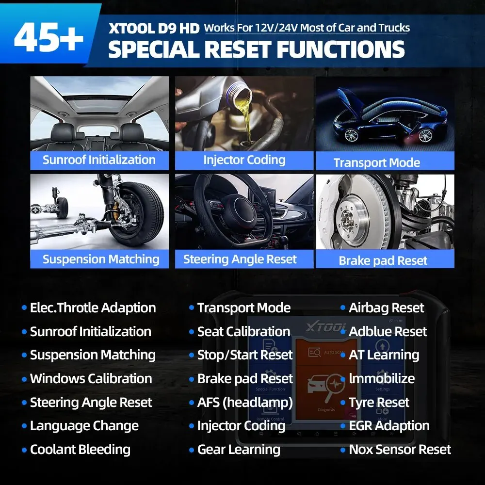 XTOOL D9HD 12V Car and 24V Truck Full Functions Diagnostic Tool For Heavy Duty Scanner Mechanical Workshop Tools