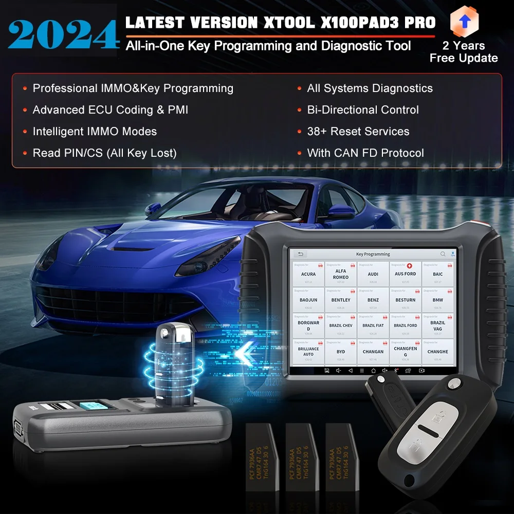 XTOOL X100 PAD3 Pro Key Programming Tools Bidirectional Scan Tools With 38+ Services Full Car Diagnostic With KC501 All Key Lost