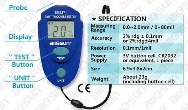 All-Sun EM2271 Paint Thickness Tester