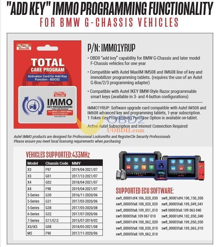 Autel Add Key IMMO Programming Functionality for BMW G-Chassis Vehicles