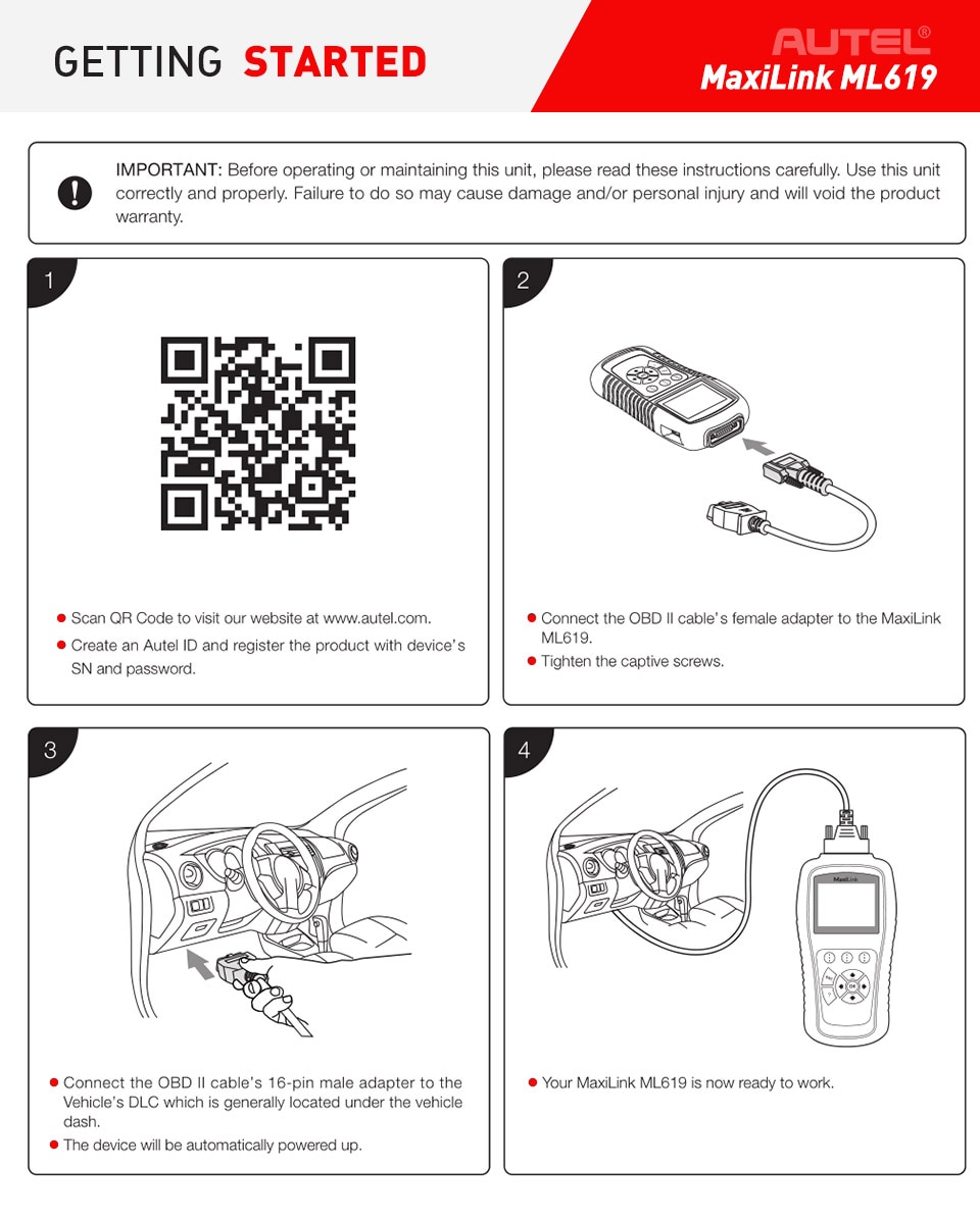 Autel MaxiLink ML619 CAN OBD2 Scanner