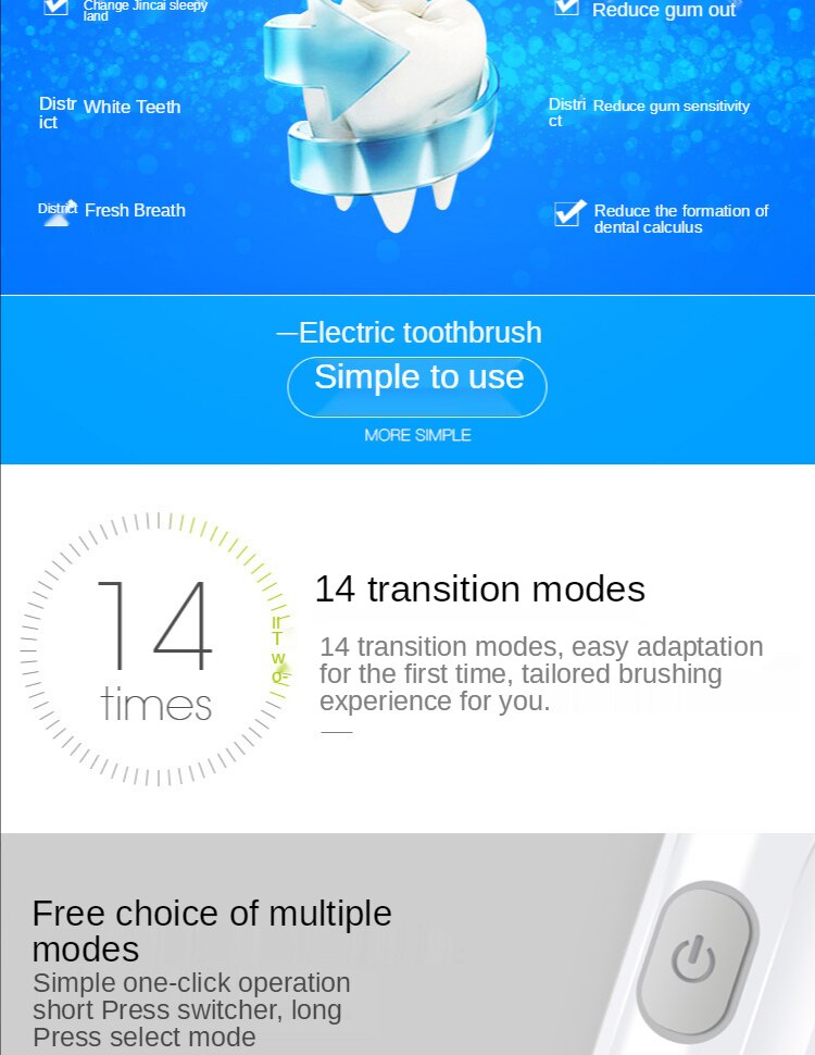 Automatic Toothbrush Adult Electric Toothbrush Sonic Wat