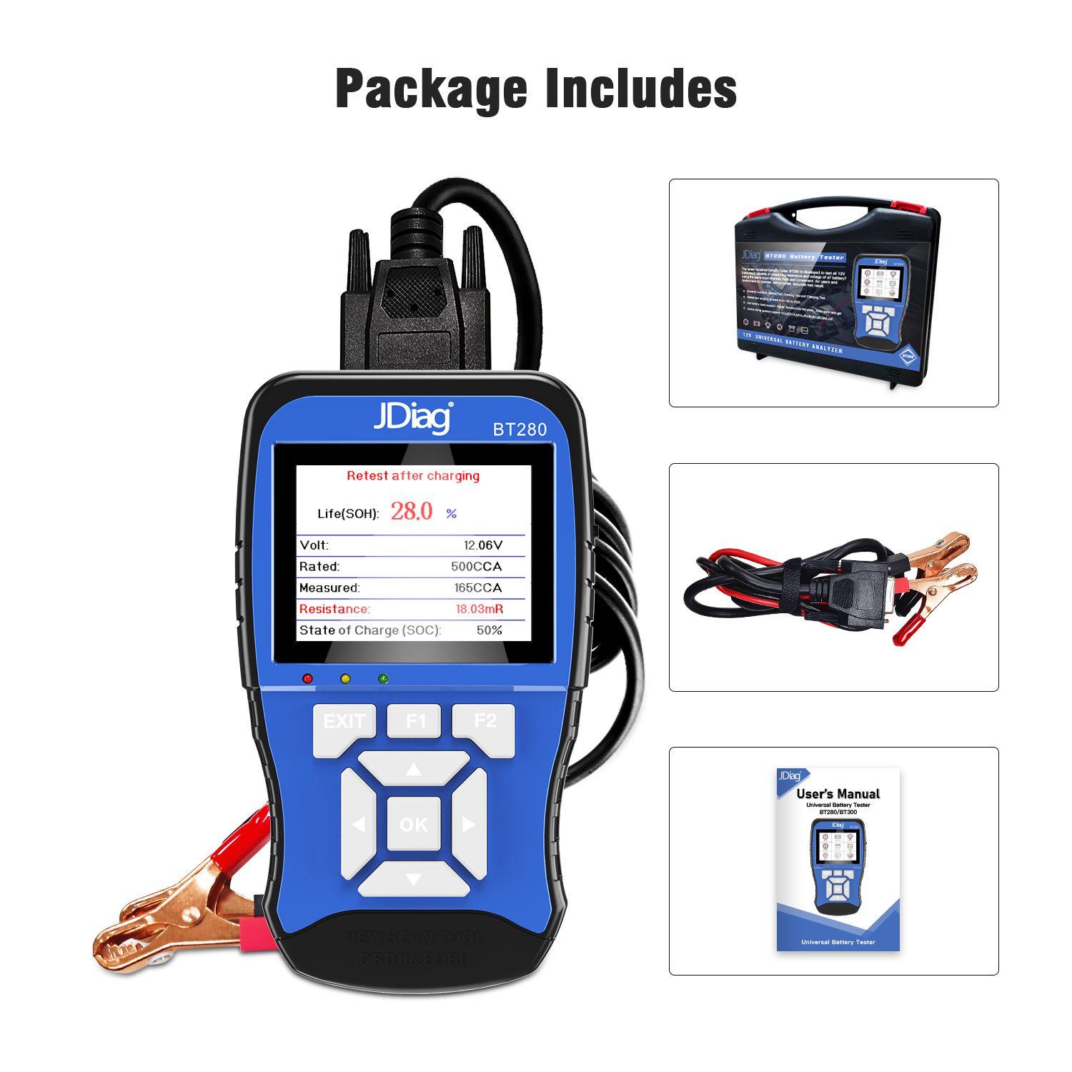 JDiag BT280  Universal Battery tester 