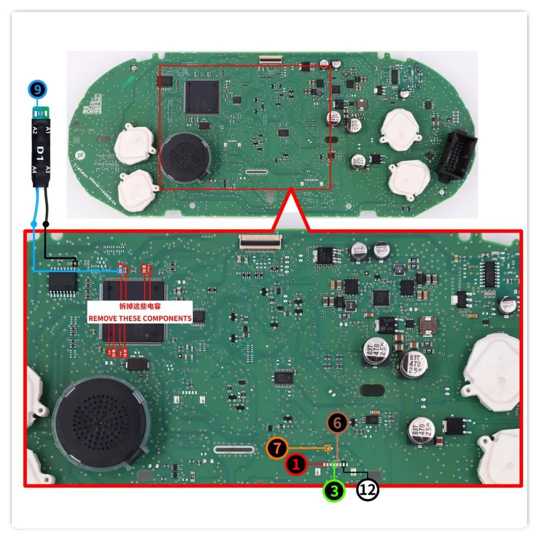 CG100X and D1 Adapter Pinouts to VAG MQB Cluster