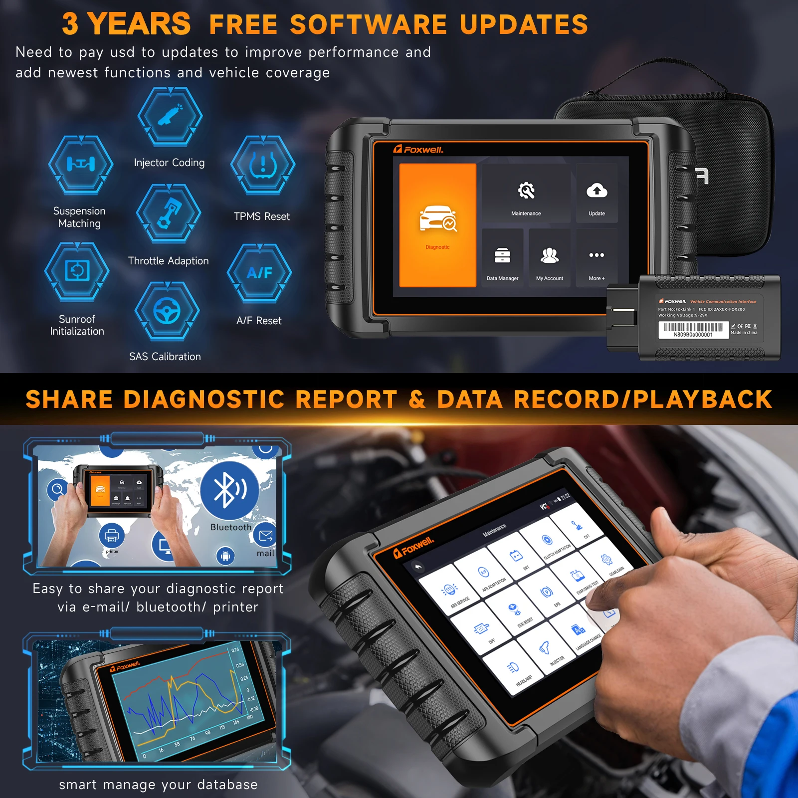 FOXWELL NT809BT OBD2 Bluetooth Automotive Scanner