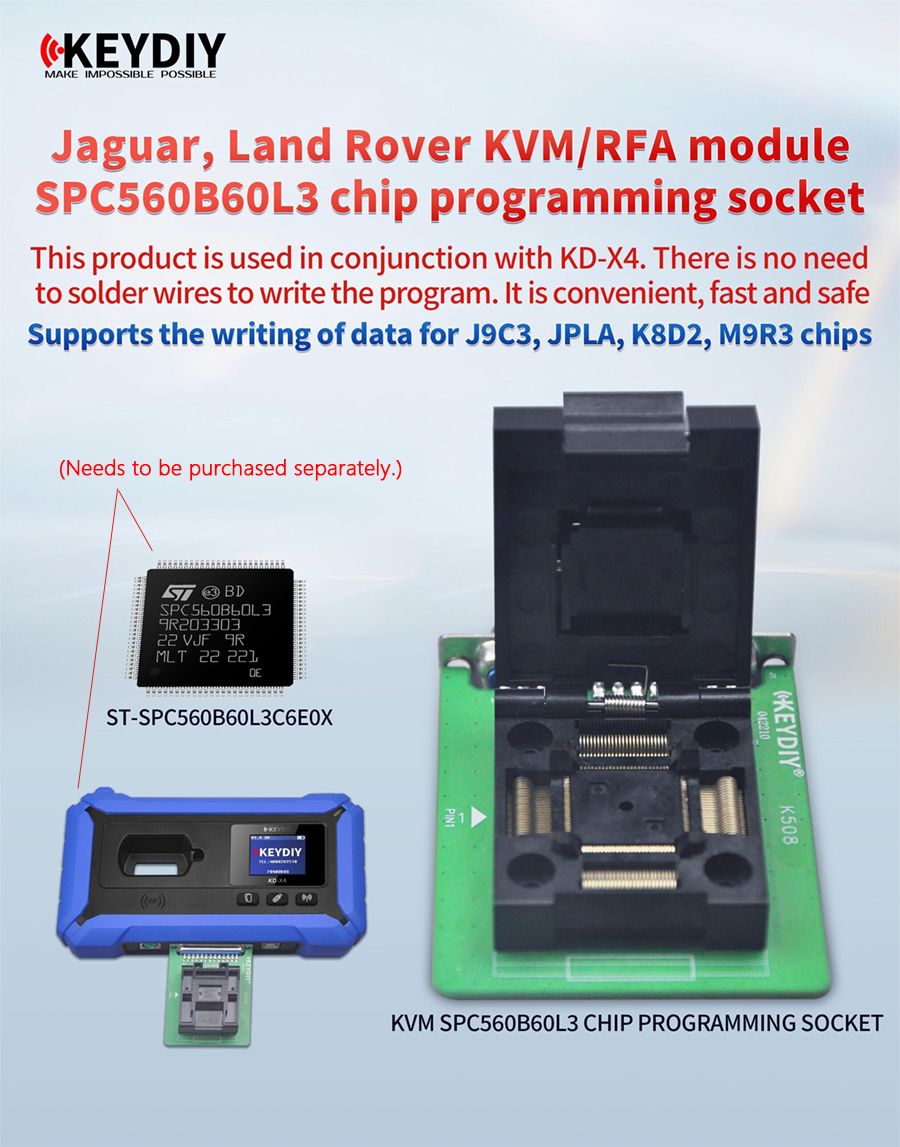 KEYDIY For Jaguar, Land Rover KVM/RFA Module SPC560B60L3 Chip Programming Socket