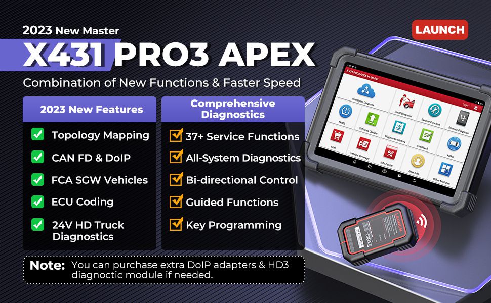 LAUNCH X431 PRO3 APEX 10inch Diagnostic Scanner