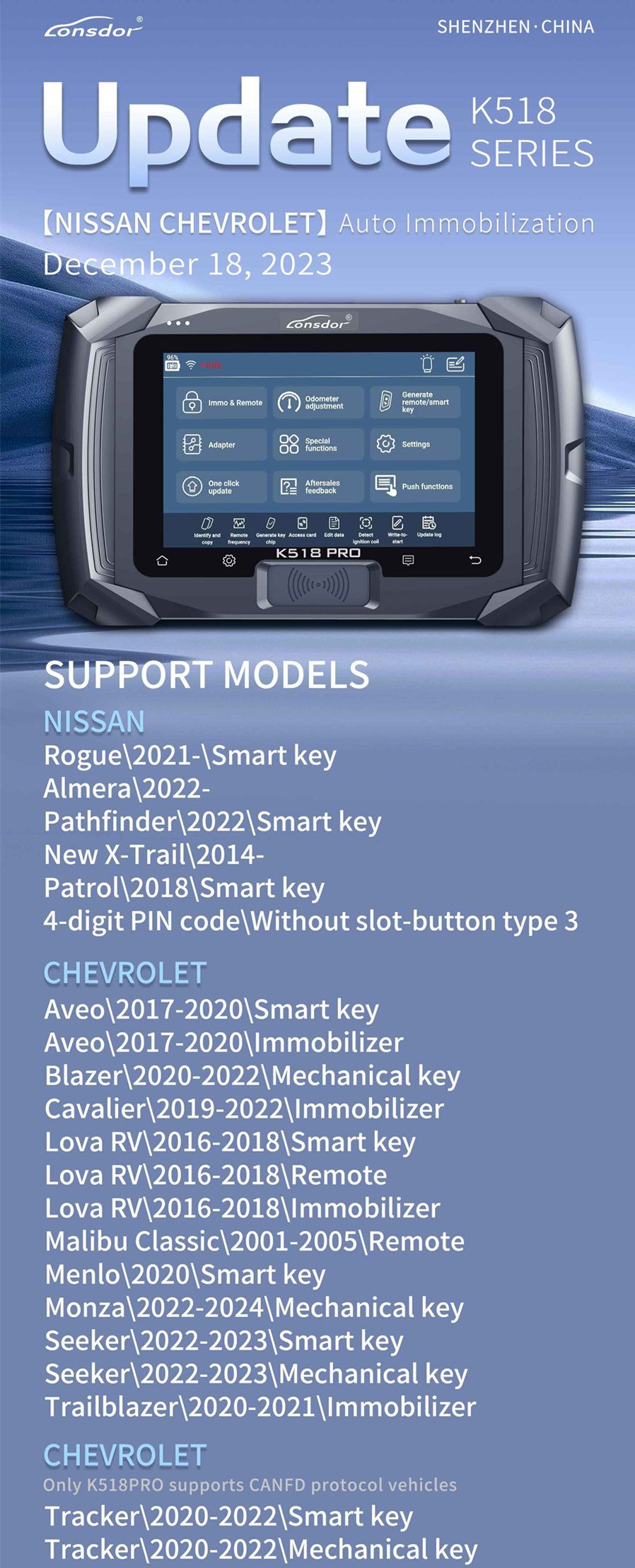 Lonsdor K518 SERIES UPDATE  NISSAN & CHEVROLET 