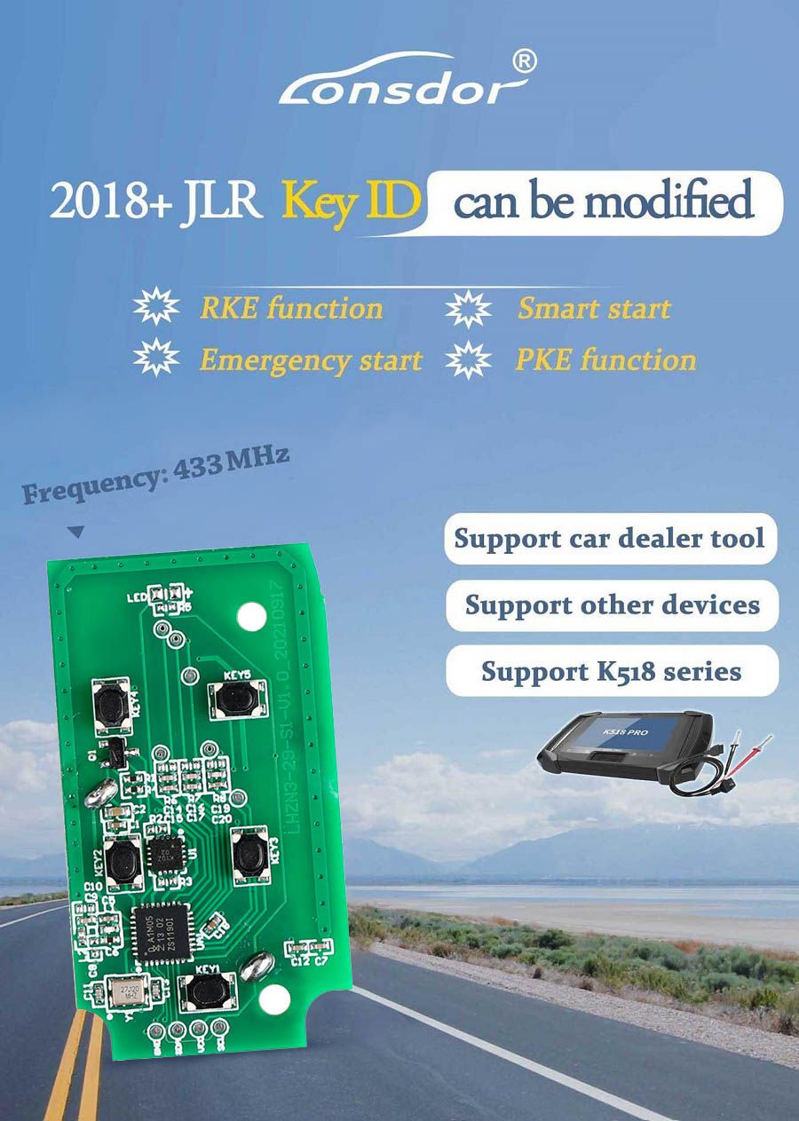 Lonsdor Smart Key for 2018-2021 Land Rover Jaguar 315MHz/433MHz