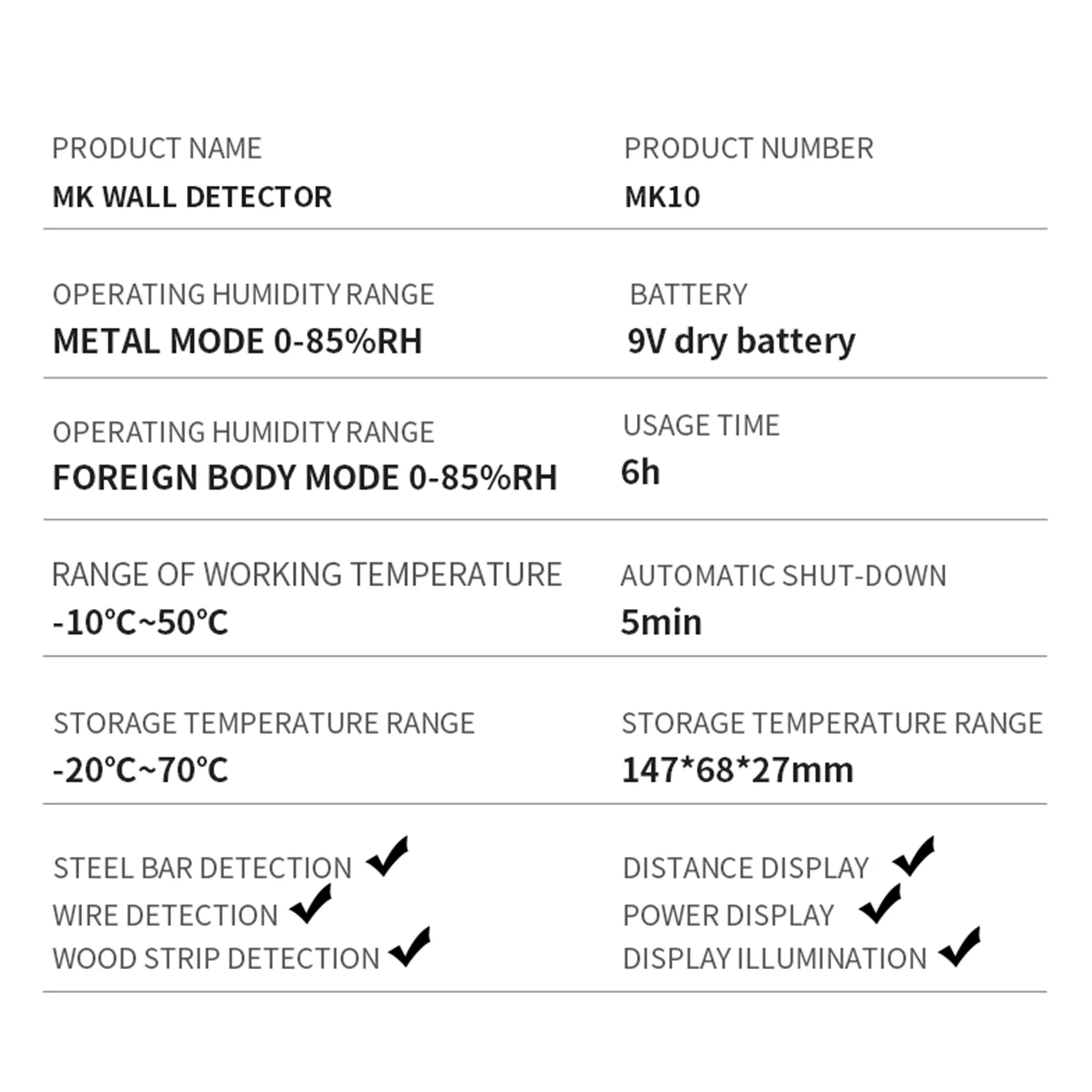 MK10 Multi-functional Metal Wood Detection Function Wall