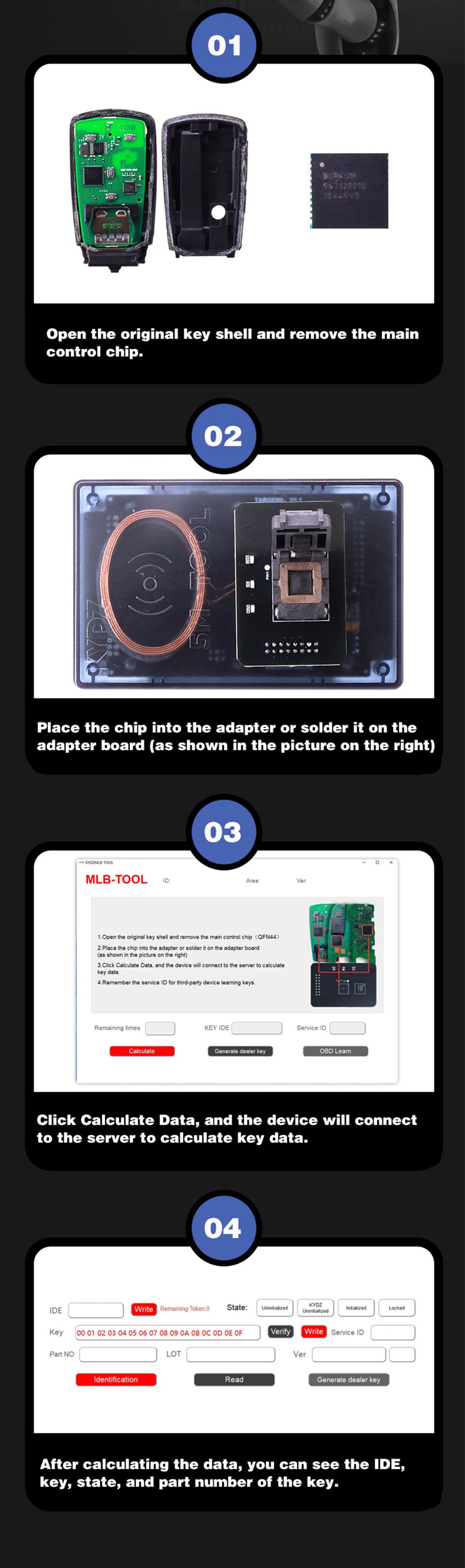 KYDZ MLB Tool Key Programmer for VW Audi Porsche Lamborghini Bentley Calculate MLB Data Generate Dealer Key with 3 Tokens for Calculation