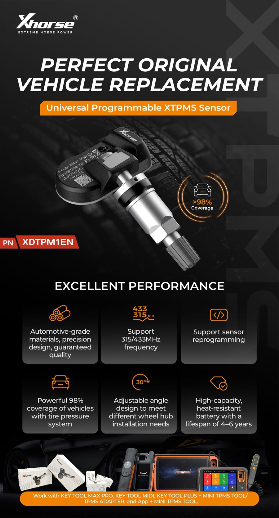 XHORSE XDTPM1EN TPMS Sensor Universal Programmable XTPMS Sensor