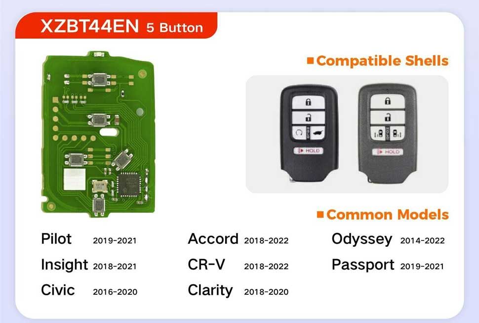 XHORSE XZBT44EN HON.D Special PCBs 5 Button