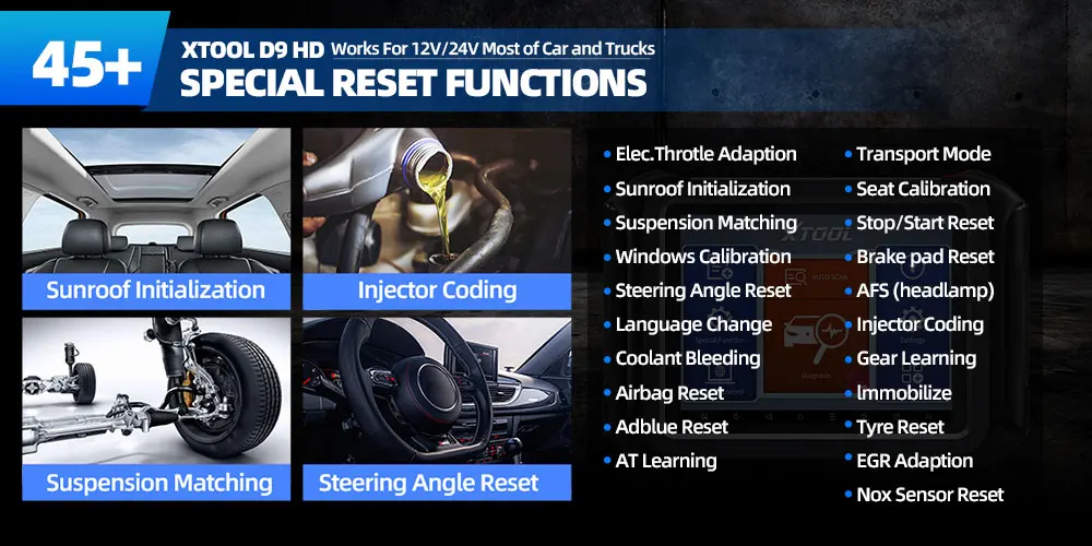 XTOOL D9HD 12V Car and 24V Truck Full Functions Diagnost