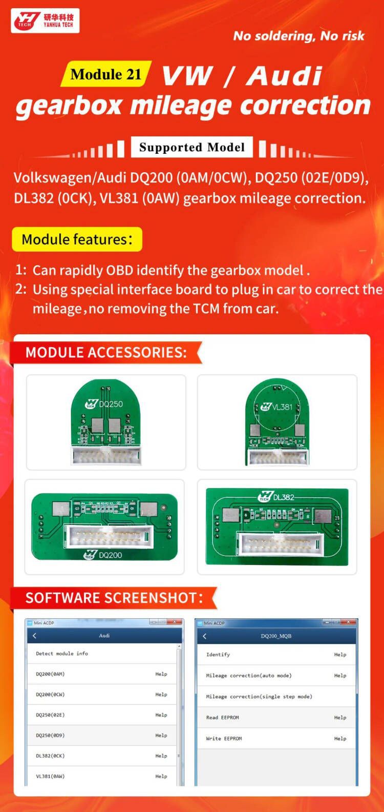 Yanhua ACDP Module21 VW/Audi Gearbox Mileage Correction with License A605